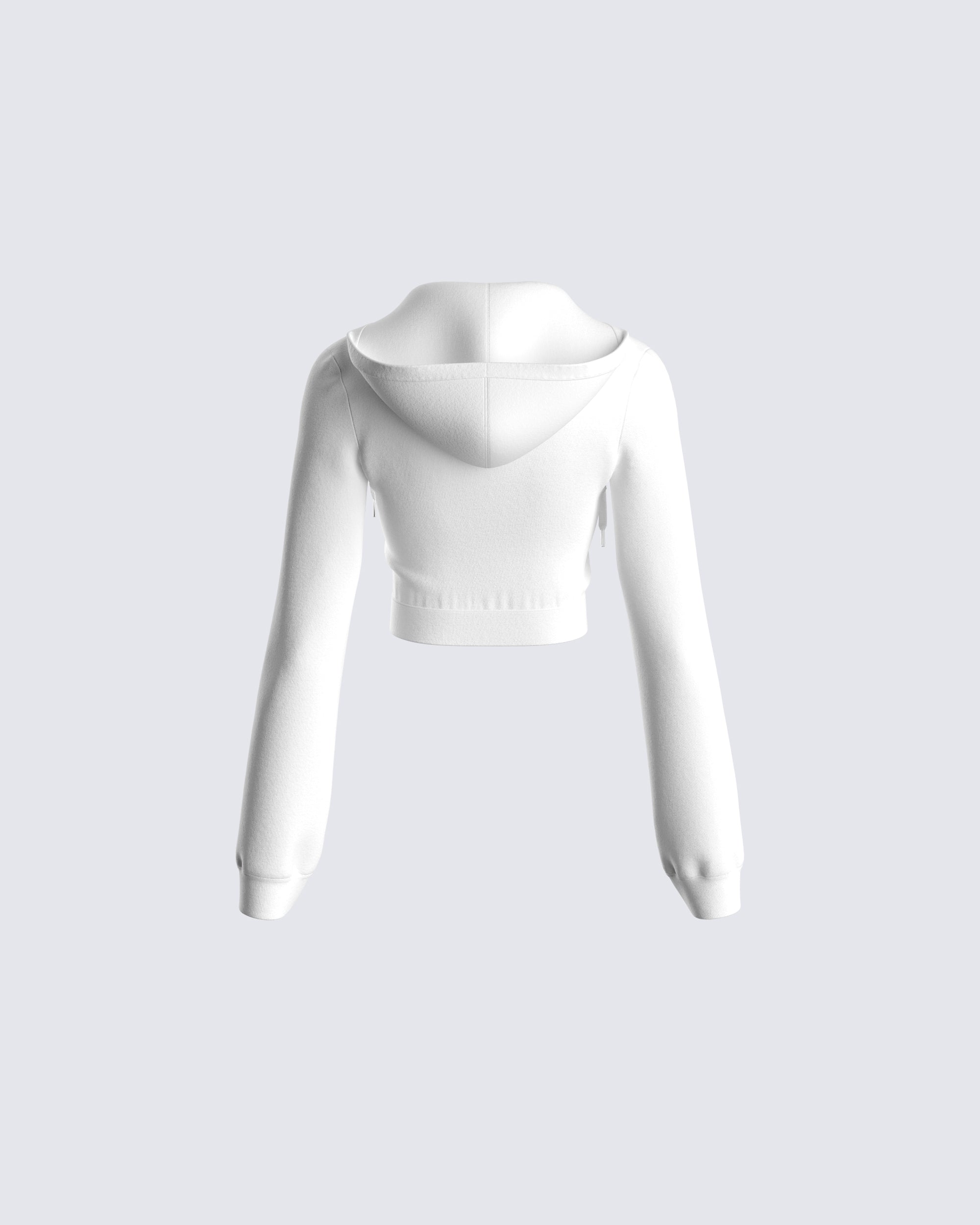 White zip outlet up cropped hoodie