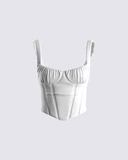 Adely White Shirred Bustier – FINESSE