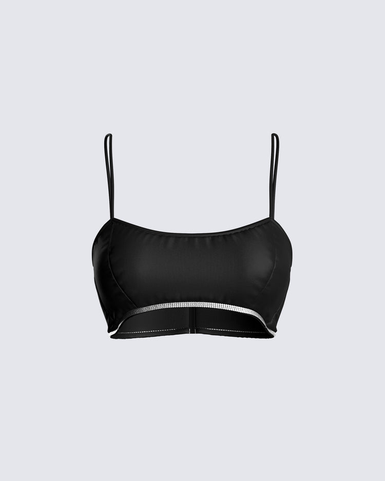 Addison Black Rhinestone Top
