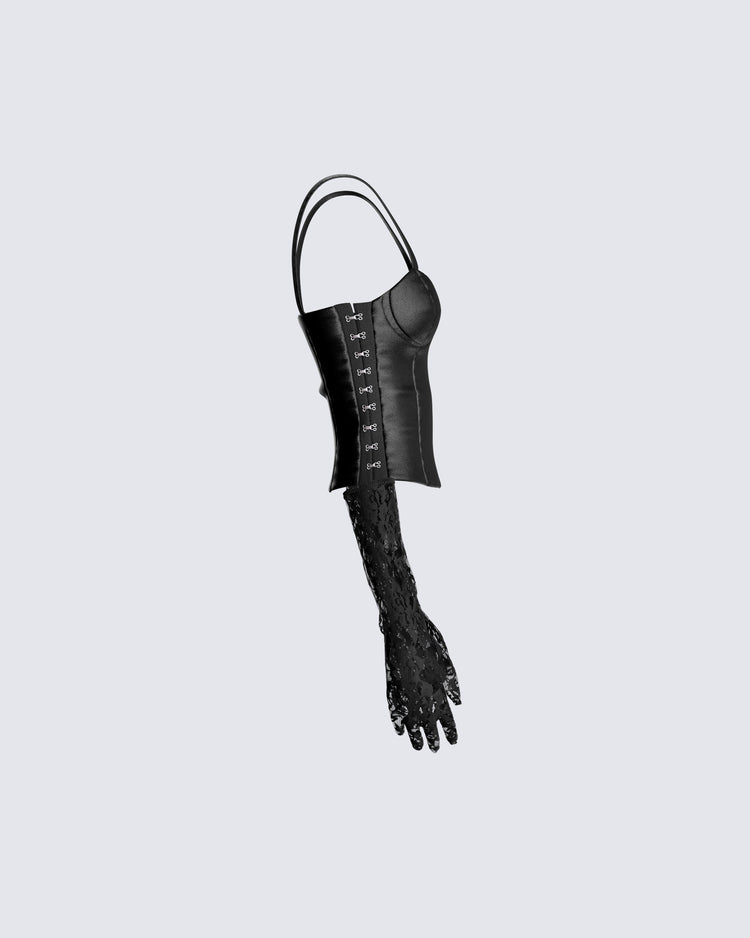 Beatrix Black Corset Top & Gloves
