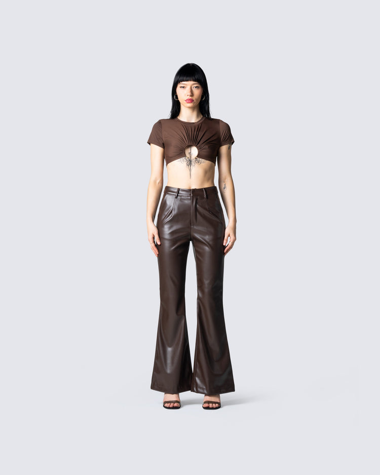 Ceres Brown Peek A Boo Top