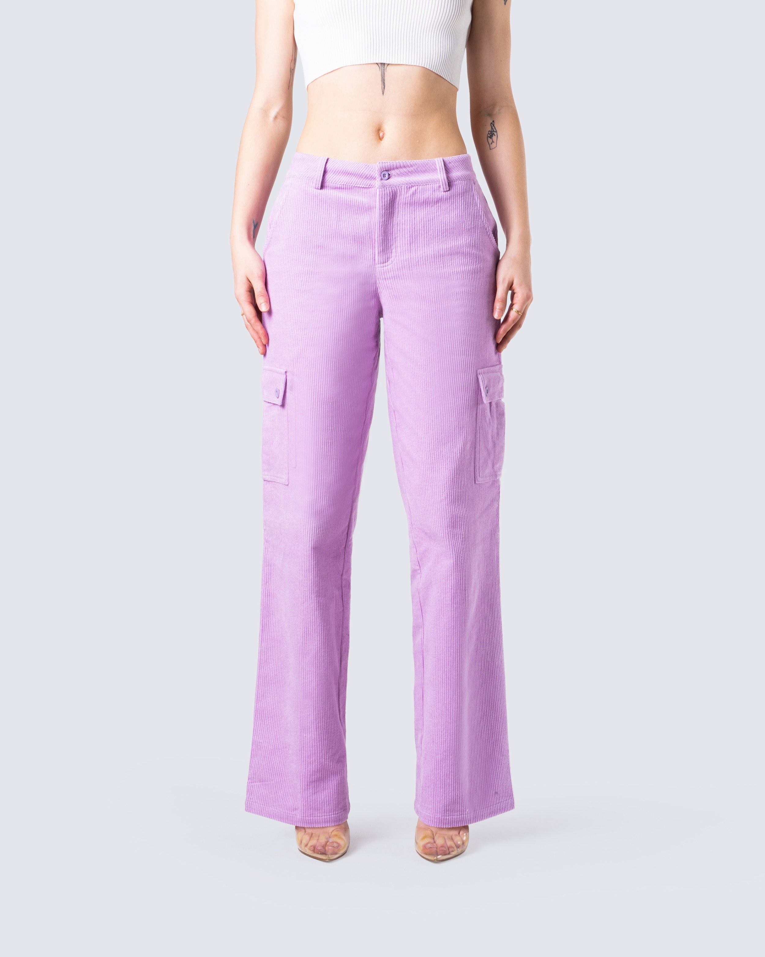 Mac & Jac Women's Straight Wide Leg Light Plum Corduroy Pants Size 10 | eBay