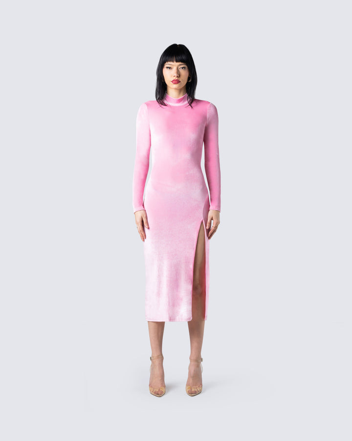 Pink Bodycon Midi Dress - Sleeveless Fitted Cocktail FINESSE Pink Bodycon Midi Dress - Sleeveless Fitted Cocktail FINESSE