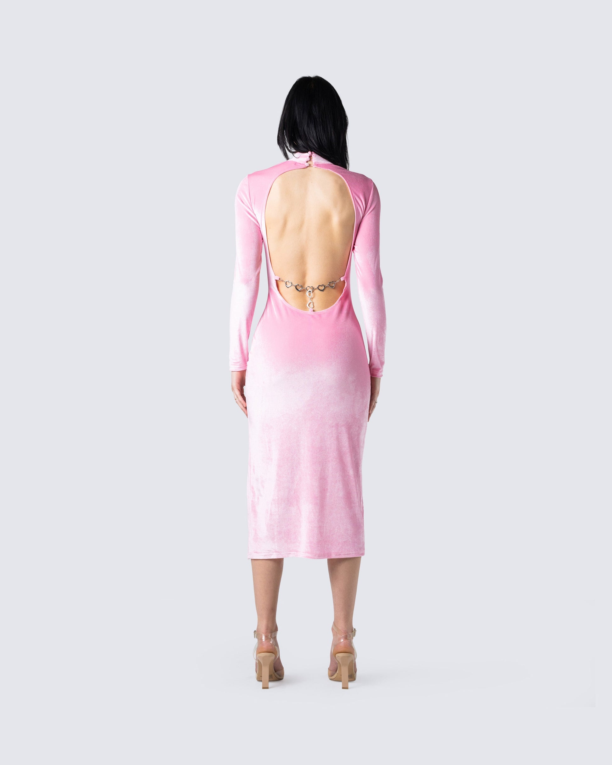 pink backless midi dress Pink V Neck Backless Slip Midi Dress & Reviews - Pink - Dresses