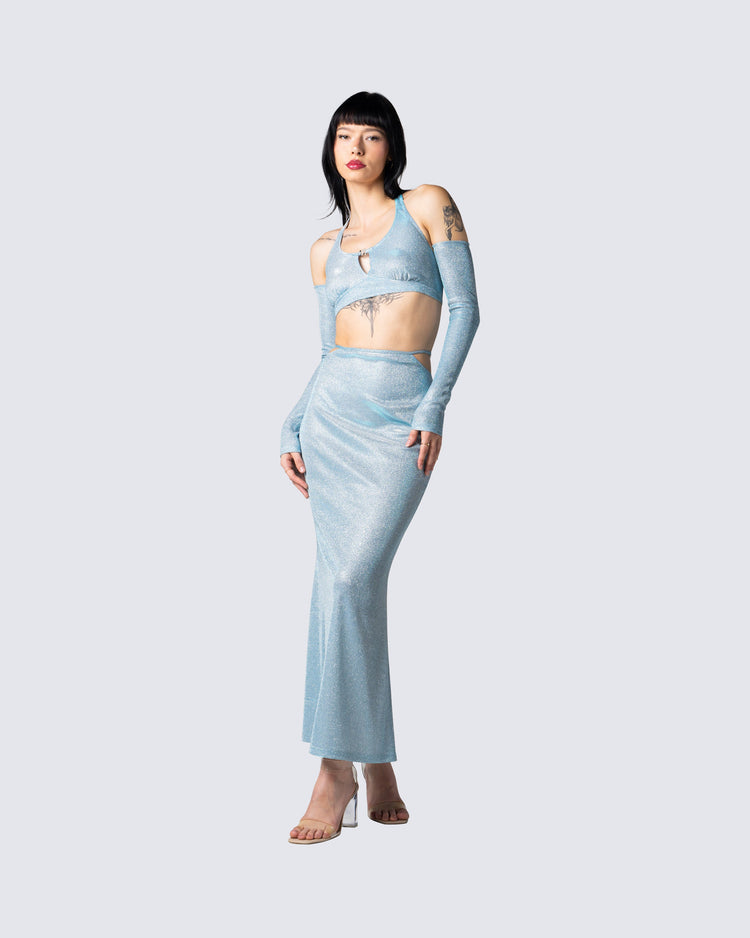 Erika Blue Long Sleeve Top & Shrug