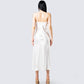 Alina White Satin Midi Dress