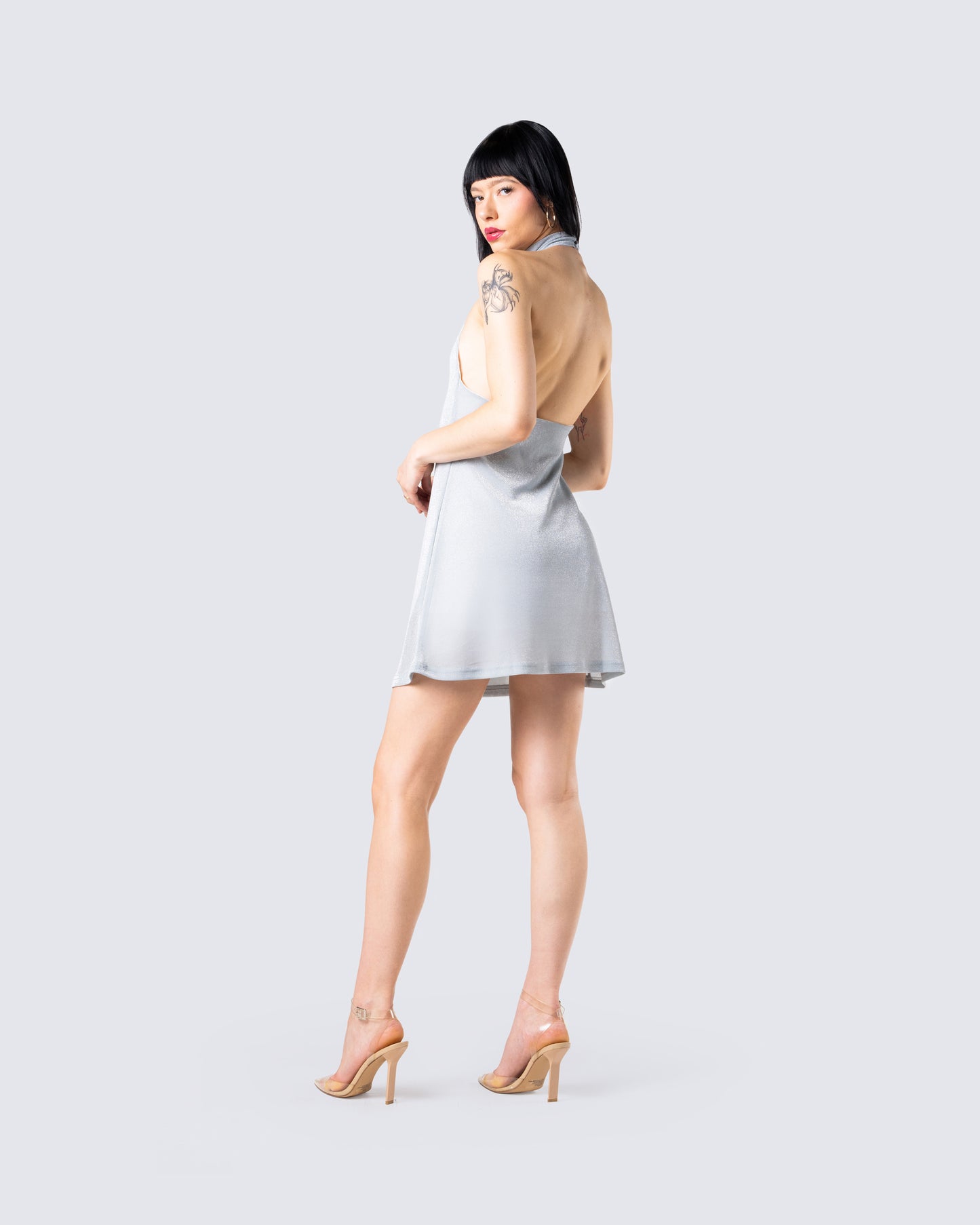 Cinder Grey Halter Mini Dress