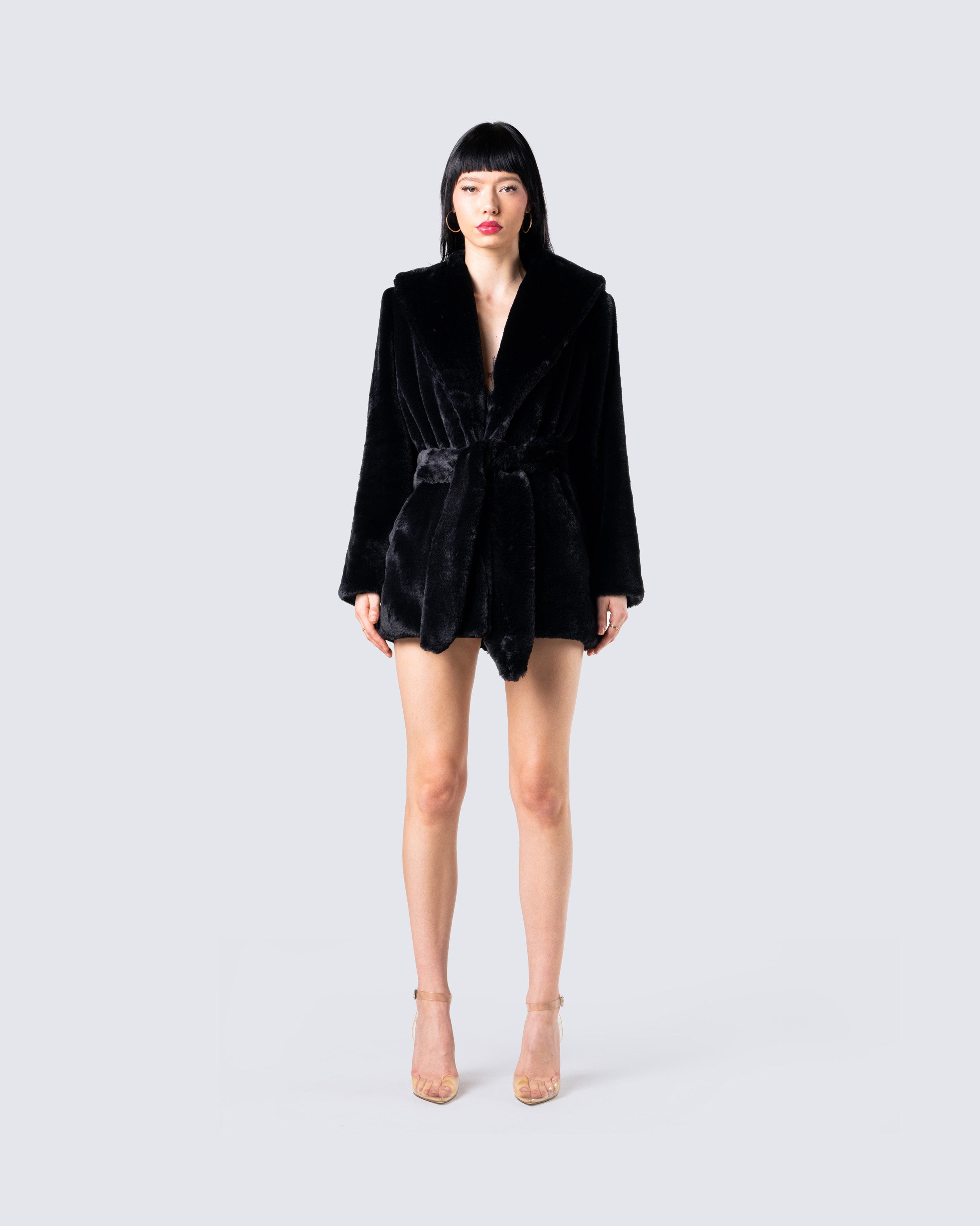 Victoria secret black outlet fur coat