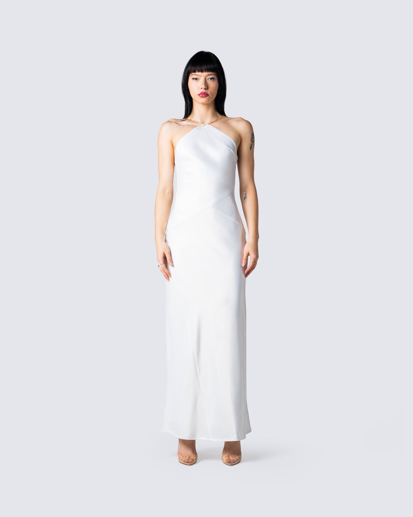 Nicola White Chain Maxi Dress