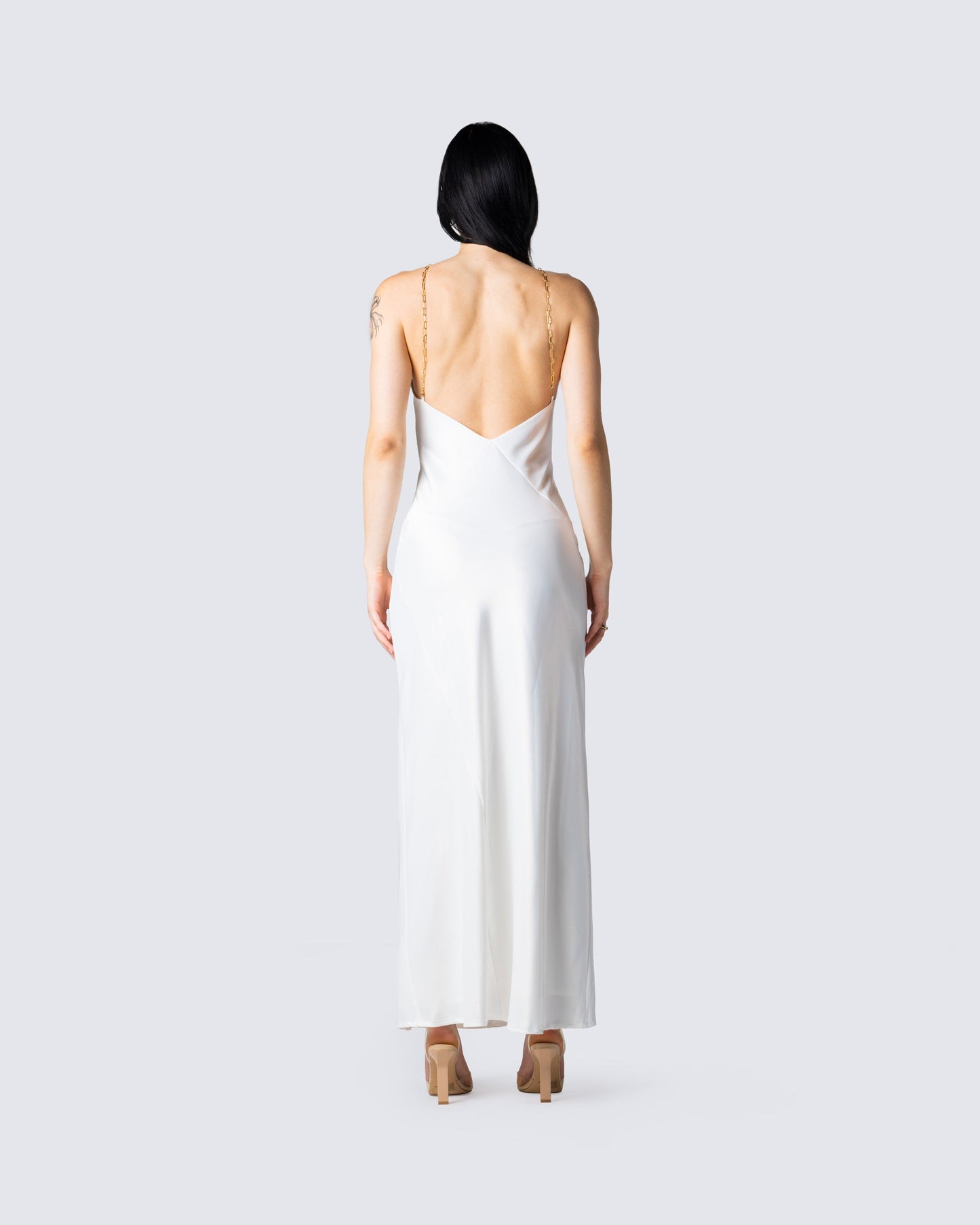 Nicola White Chain Maxi Dress