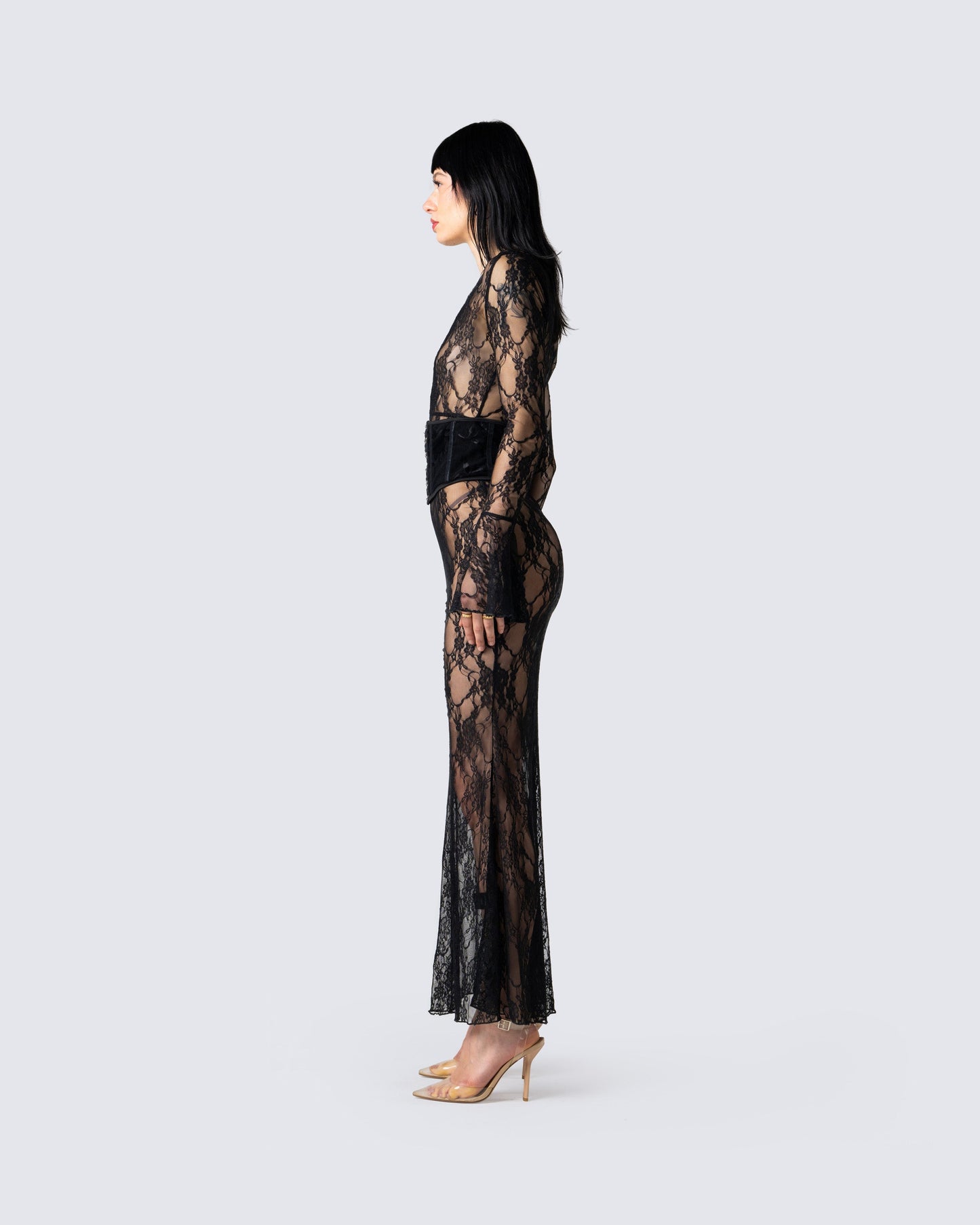 Lilith Black Lace Maxi Dress