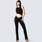 Iva Black Ribbed Cropped Top
