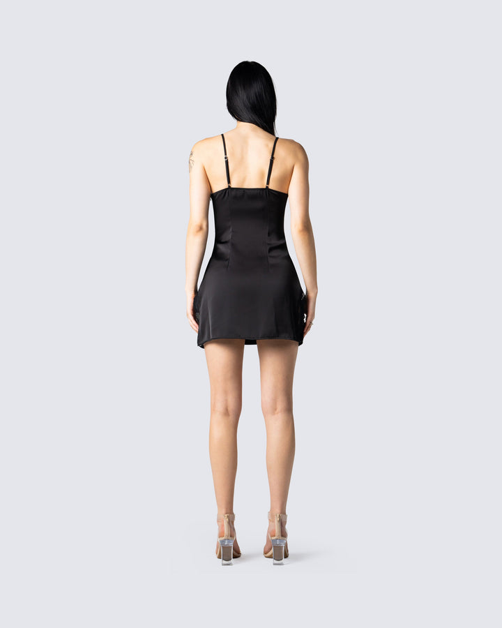 Women's black mini dress alternate angle – FINESSE
