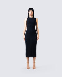 Umbra Black Shimmer Midi Dress
