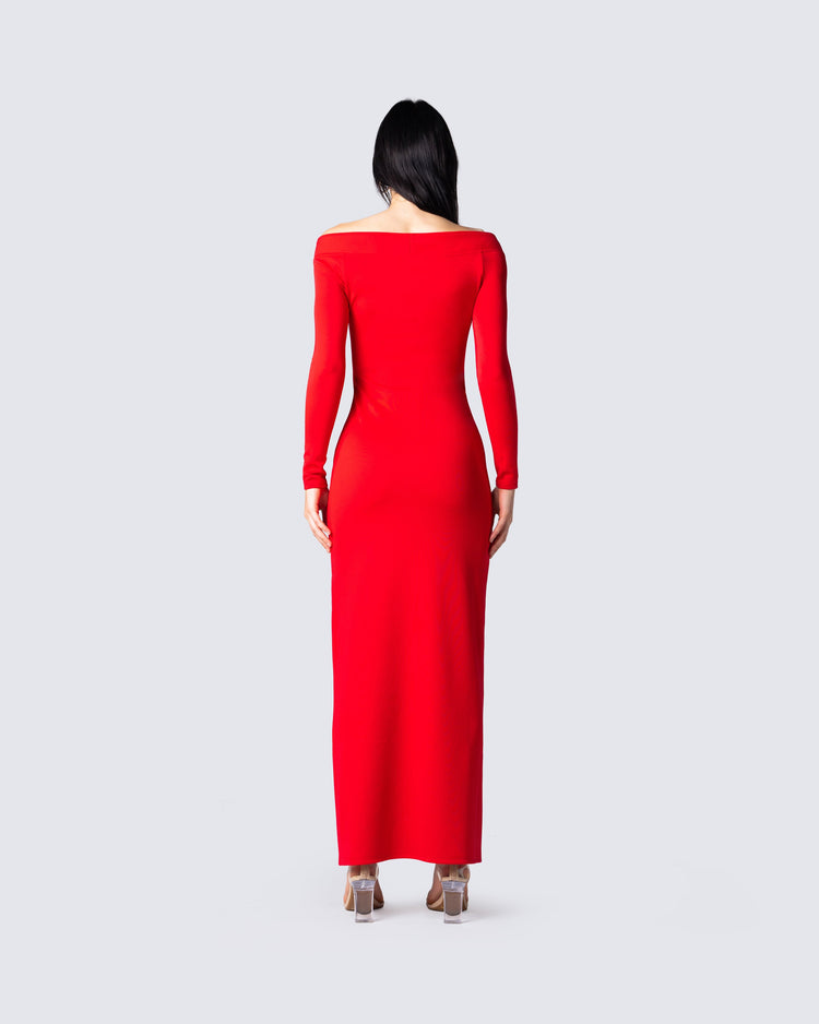 Brooke Red Maxi Dress