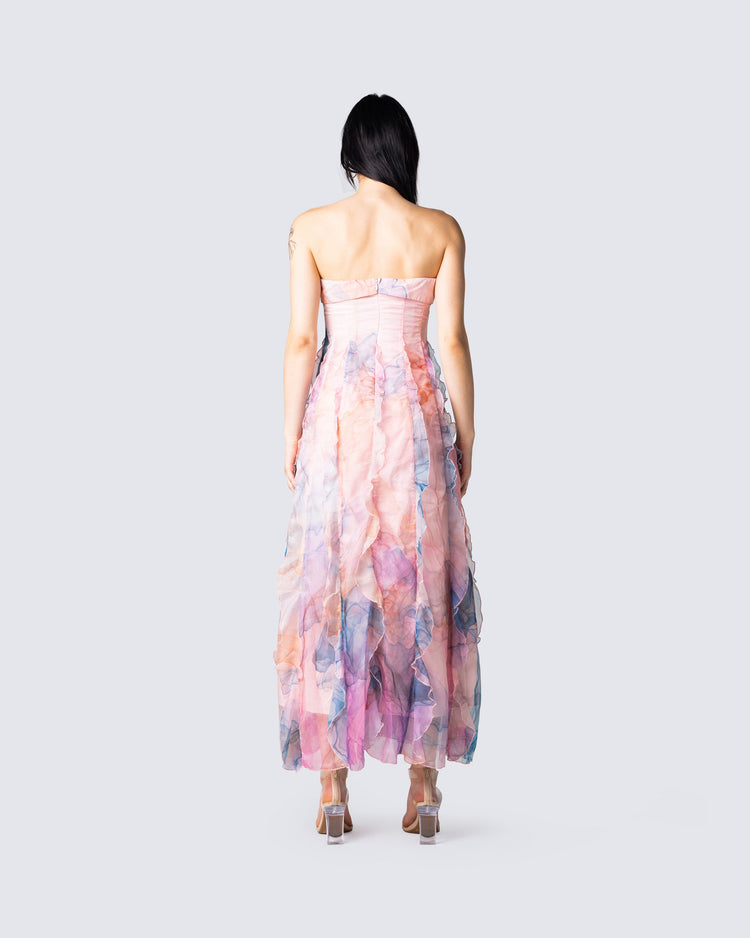 Aurora Abstract Print Gown