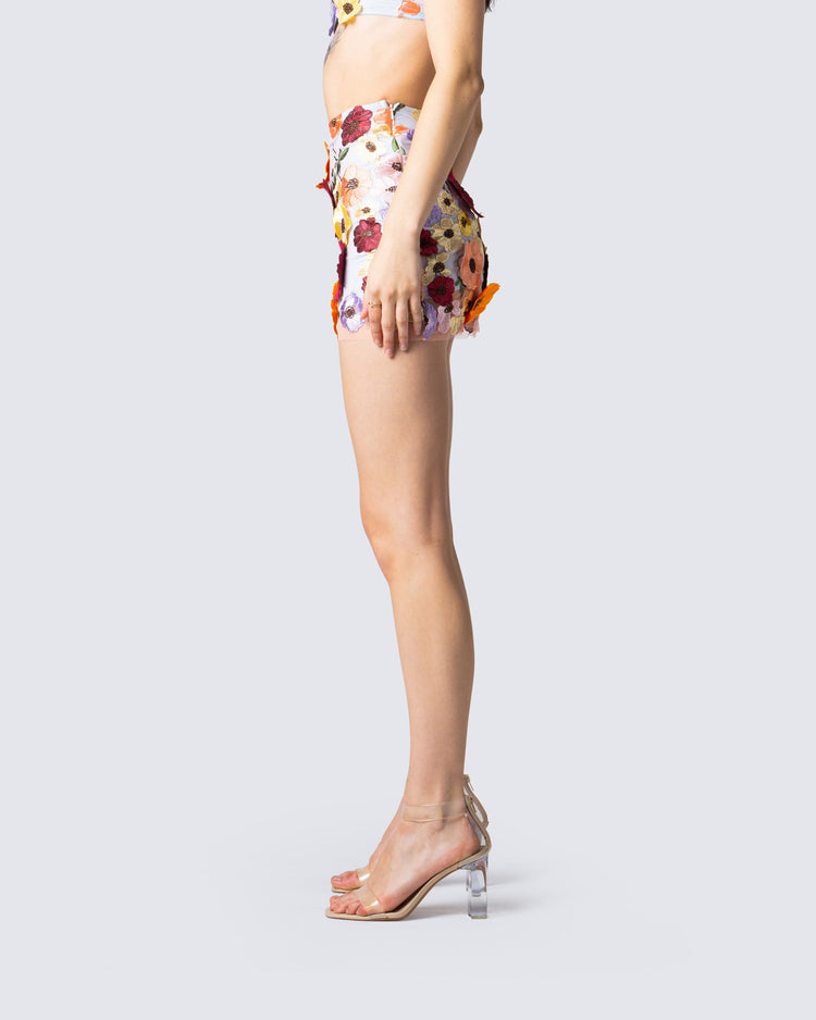 Addie Flower Mini Skirt