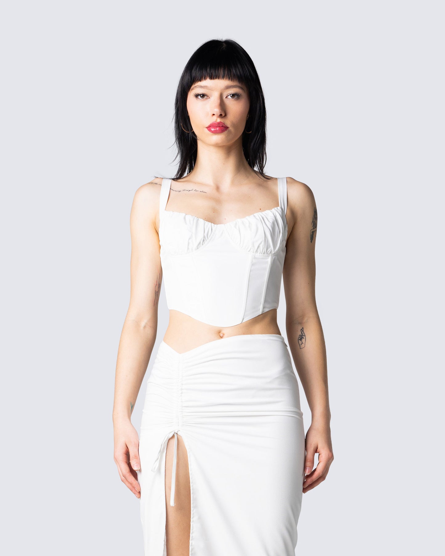 Adely White Shirred Bustier