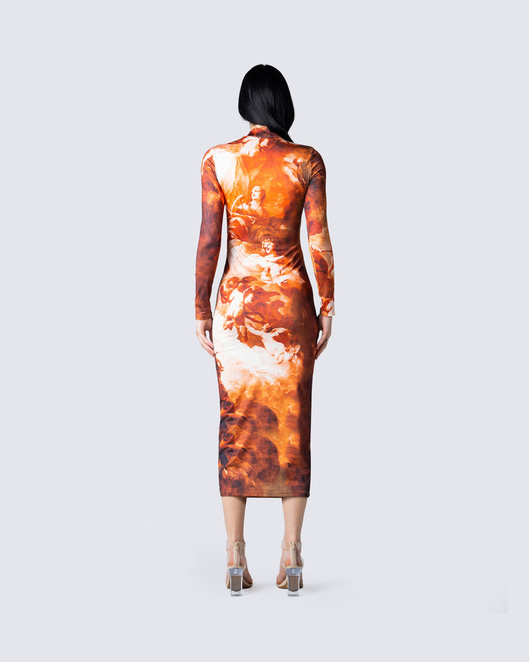 Gwen Renaissance Print Midi Dress