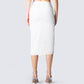 Adely White Shirred Midi Skirt