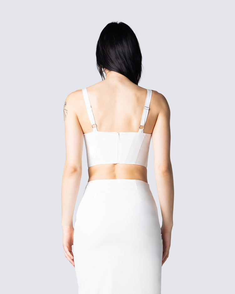 Adely White Shirred Bustier