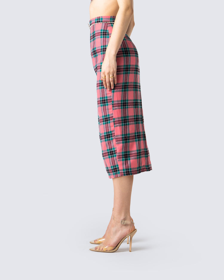 Amanda Multi Plaid Midi Skirt