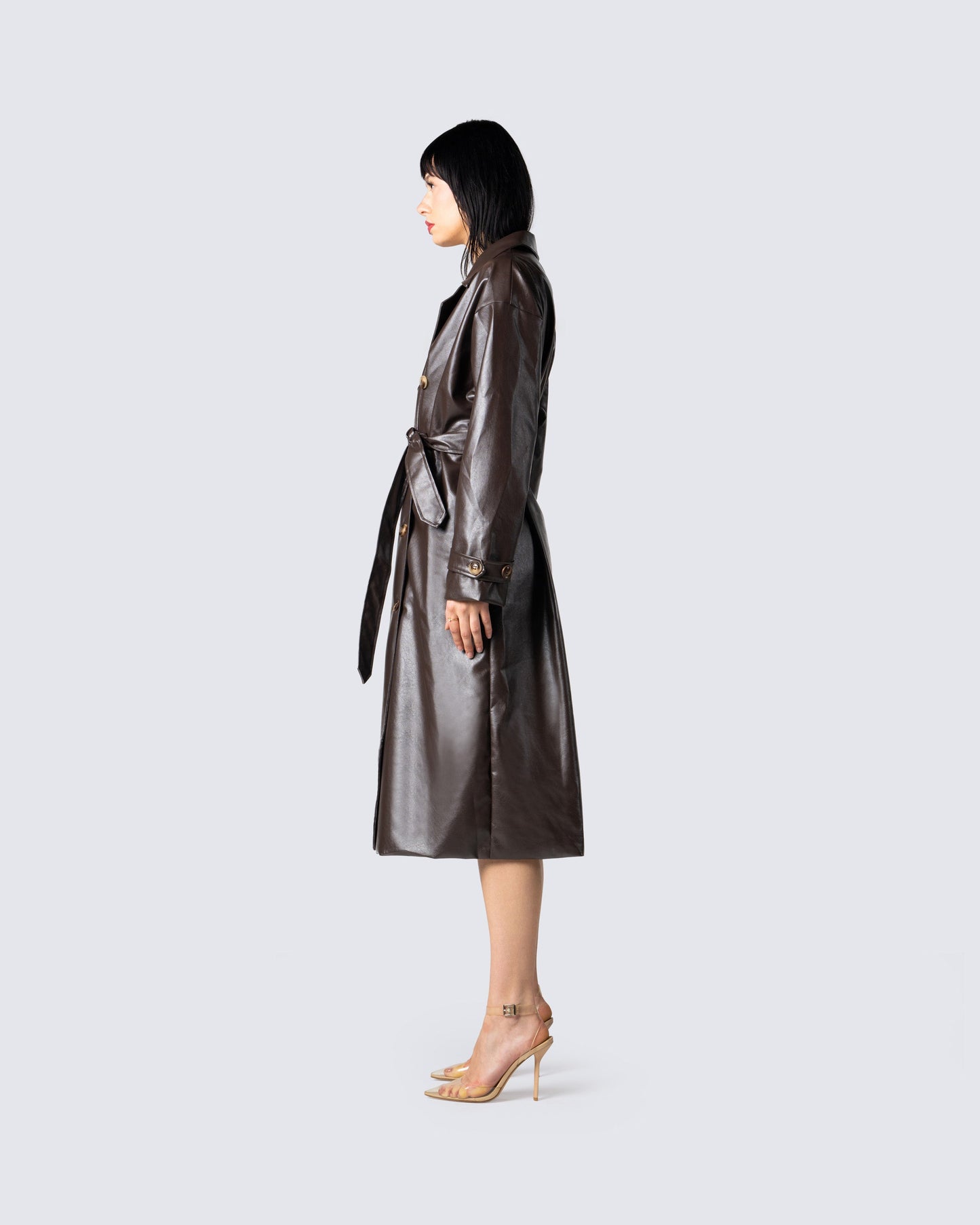Alta Brown Vegan Leather Trench