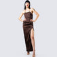 Claude Brown Satin Gown