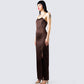 Claude Brown Satin Gown