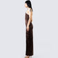 Claude Brown Satin Gown