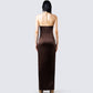 Claude Brown Satin Gown