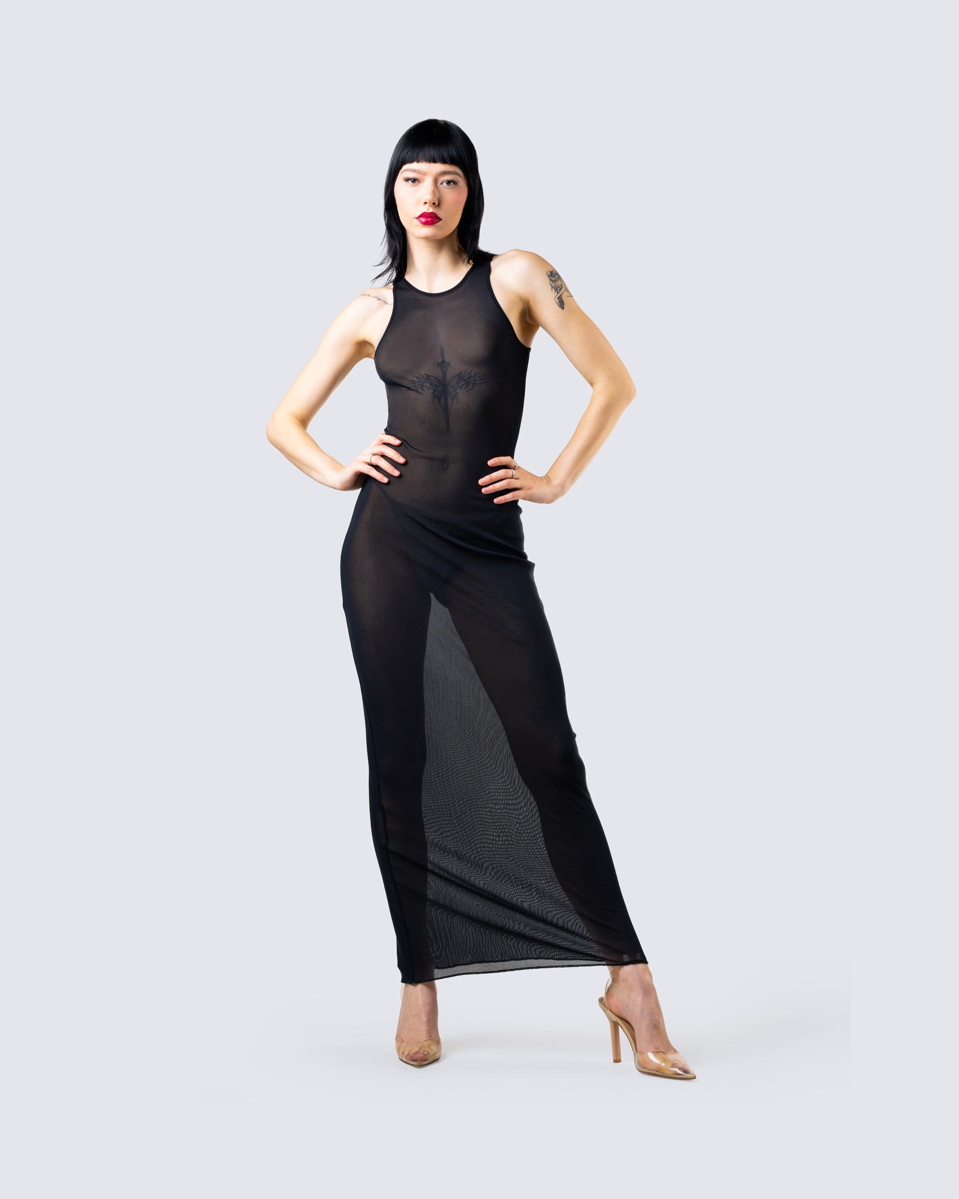 Black Mesh Maxi Dress Black Mesh Maxi Dress