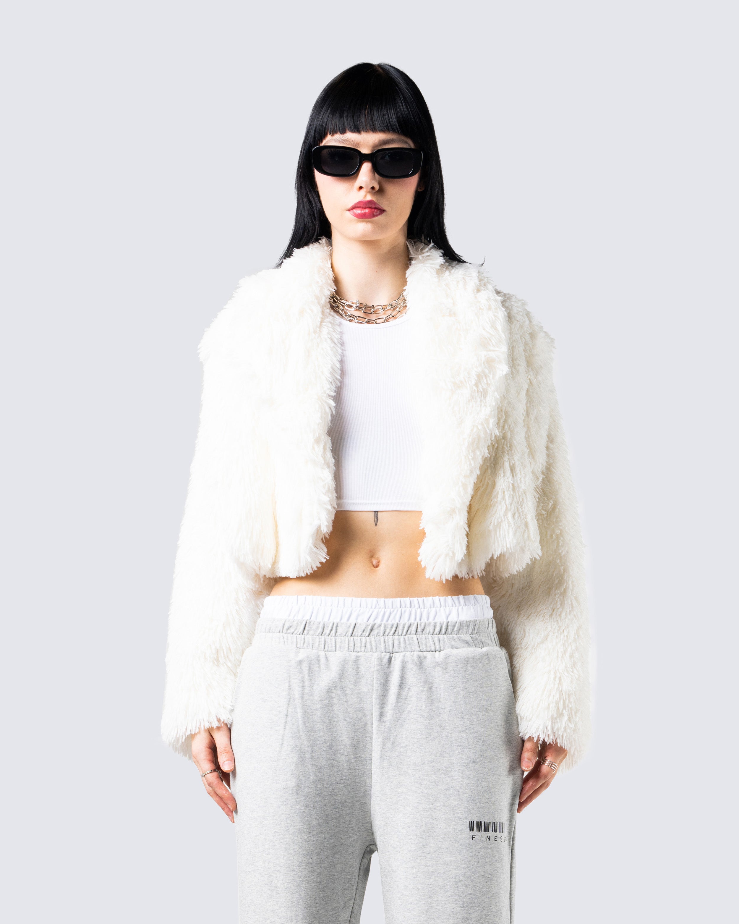 Estella Ivory Vegan Fur Coat