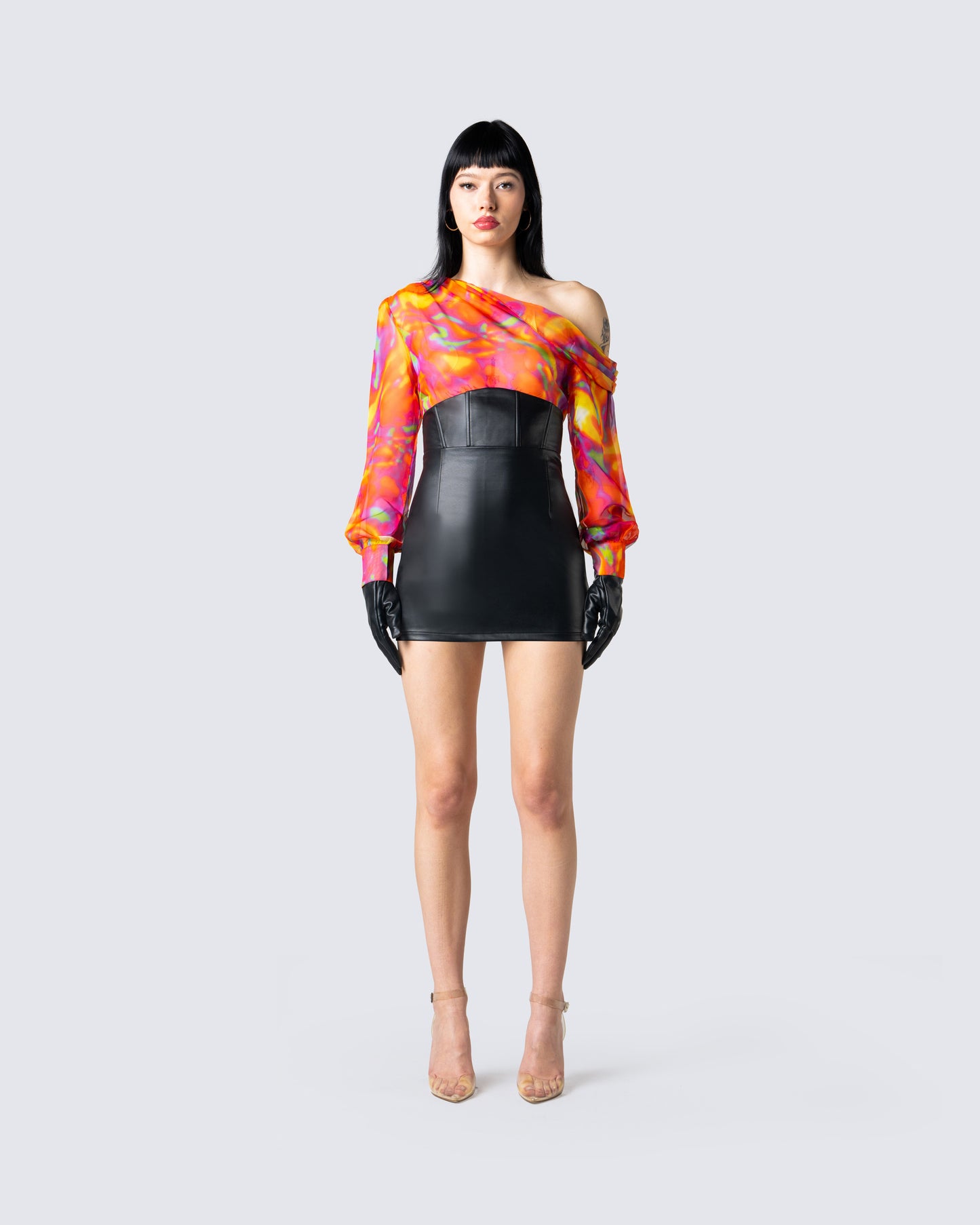 Monica Abstract Print Draped Top