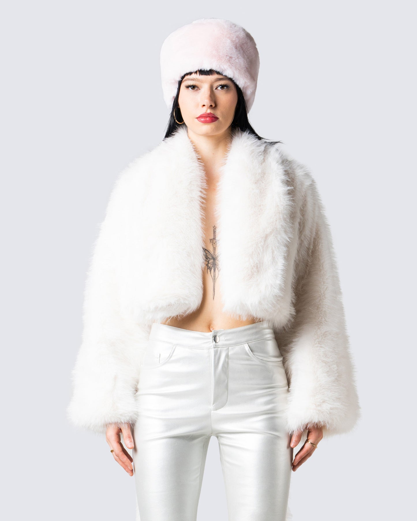 Hollis White Vegan Fur Coat