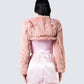 Edith Pink Vegan Fur Shrug Jacket