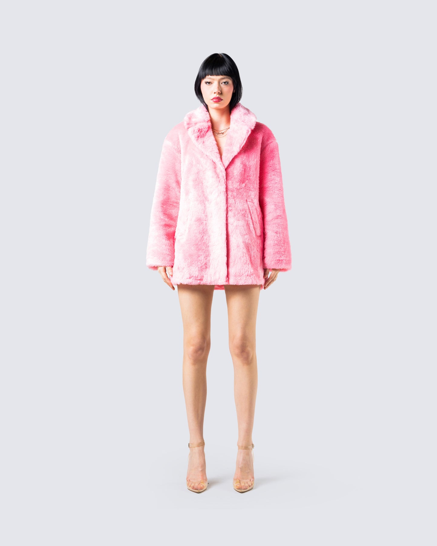 Nicole Pink Vegan Fur Coat