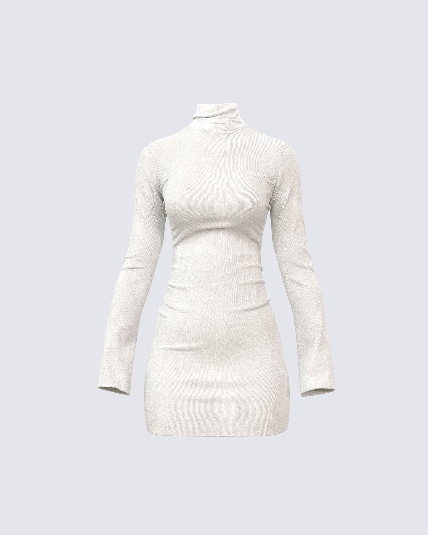 White Turtleneck Mini Dress - Long Sleeve Bodycon FINESSE White Turtleneck Mini Dress - Long Sleeve Bodycon FINESSE