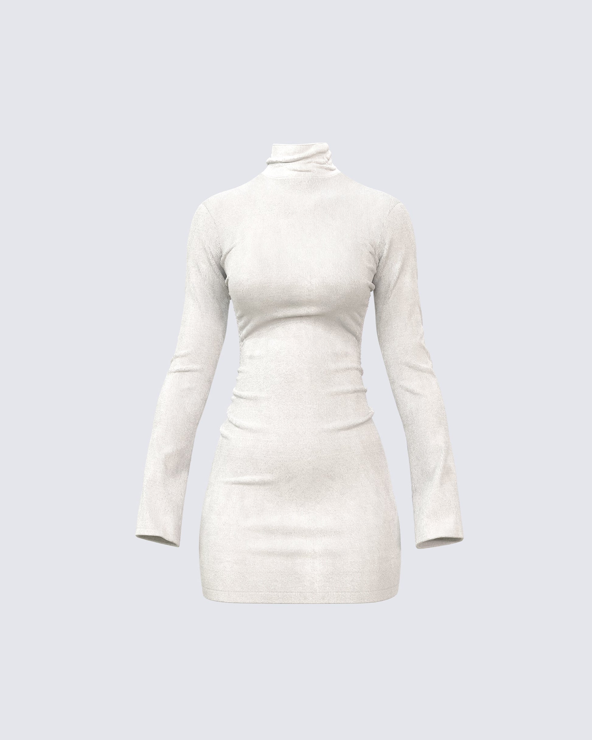 White Turtleneck Mini Dress - Long Sleeve Bodycon FINESSE White Turtleneck Mini Dress - Long Sleeve Bodycon FINESSE