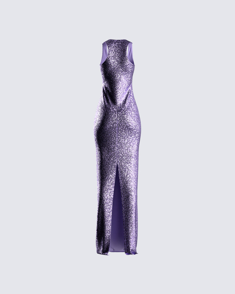 Elsa Lilac Sequin Sleeveless Gown