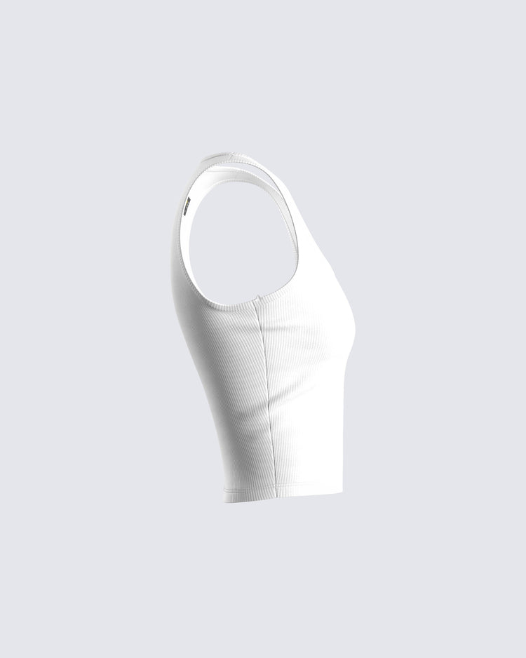 Ezra White Logo Tank Top