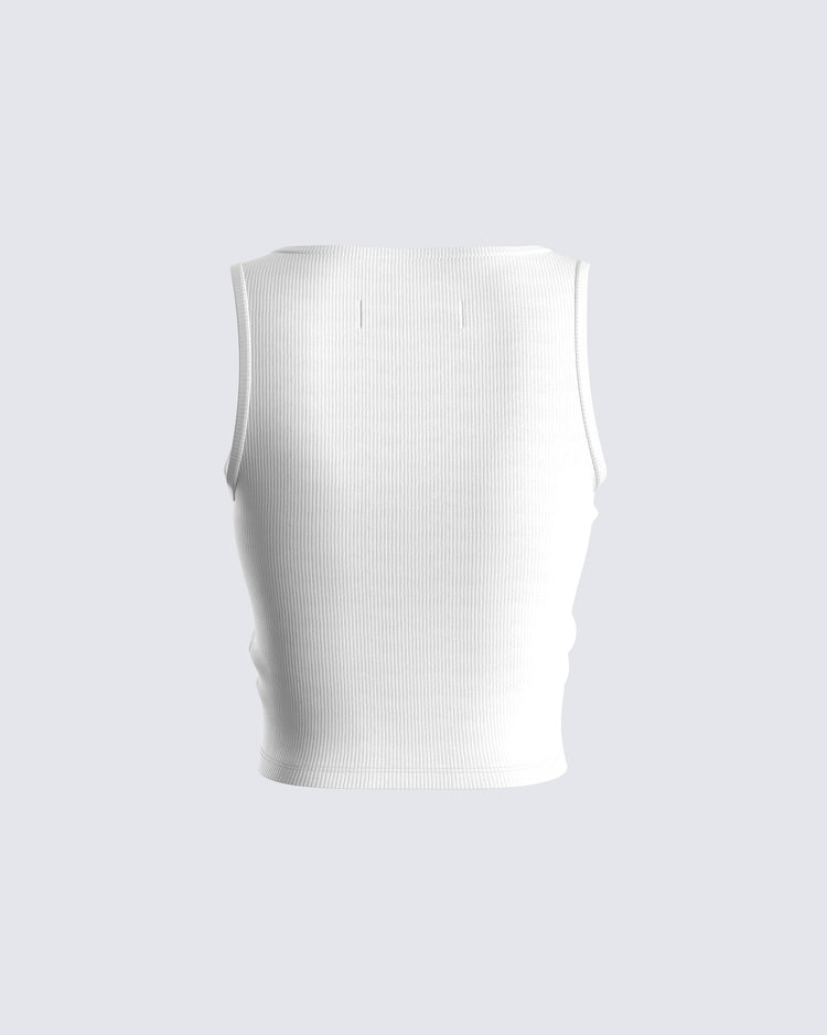 Ezra White Logo Tank Top