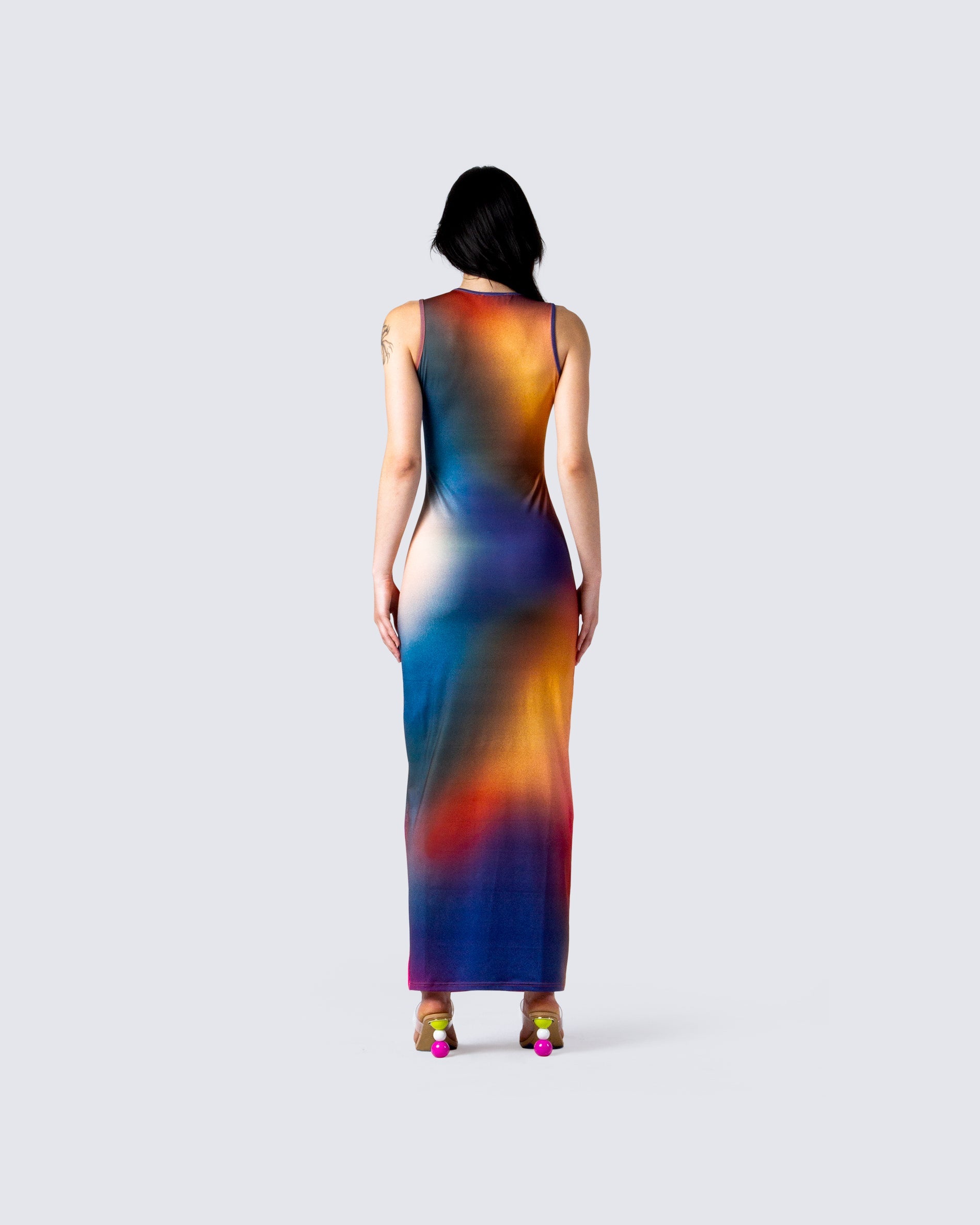 finn multi print maxi dress Merry Finn vintage women's 80's multi print dress