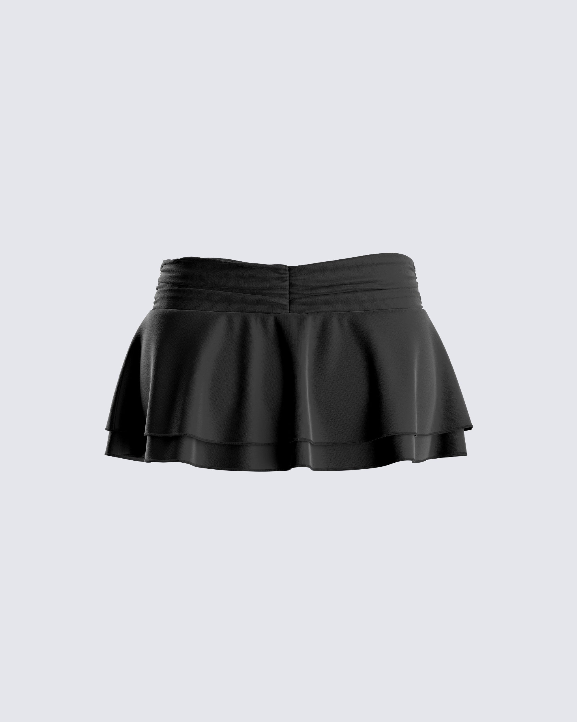 Freya Black Shirred Mini Skirt – FINESSE