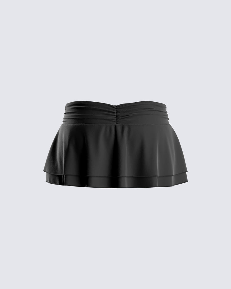 Freya Black Shirred Mini Skirt