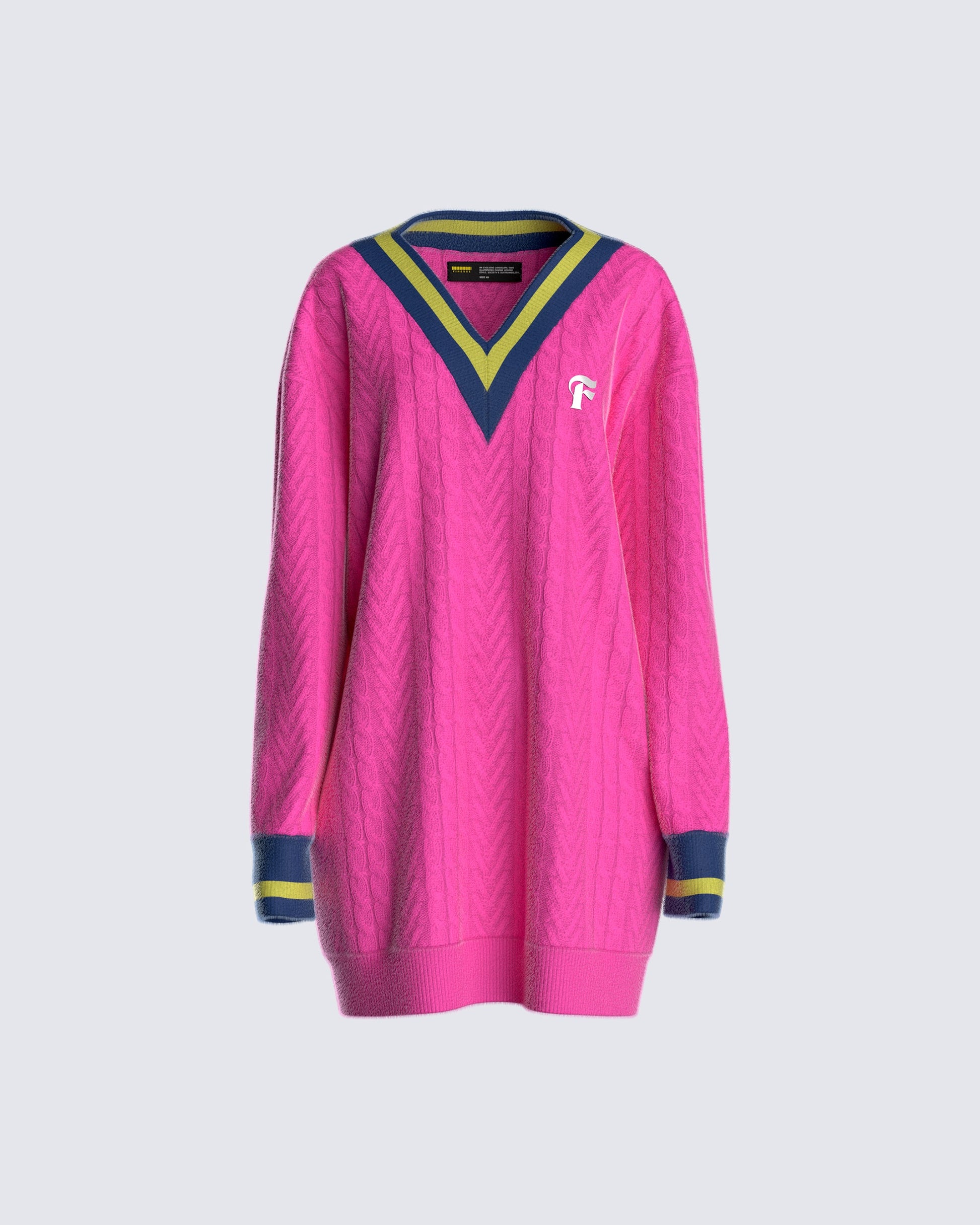 varsity sweater dress Pink Cable Knit Sweater Dress