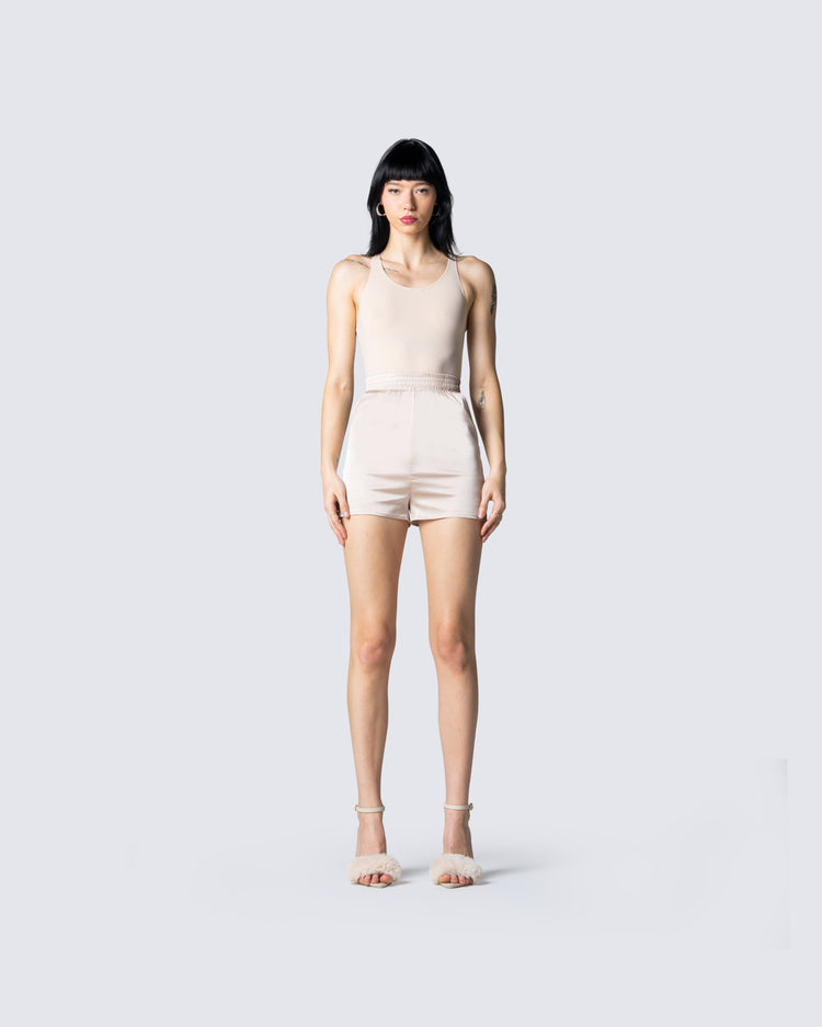 Letti Beige High Waist Short