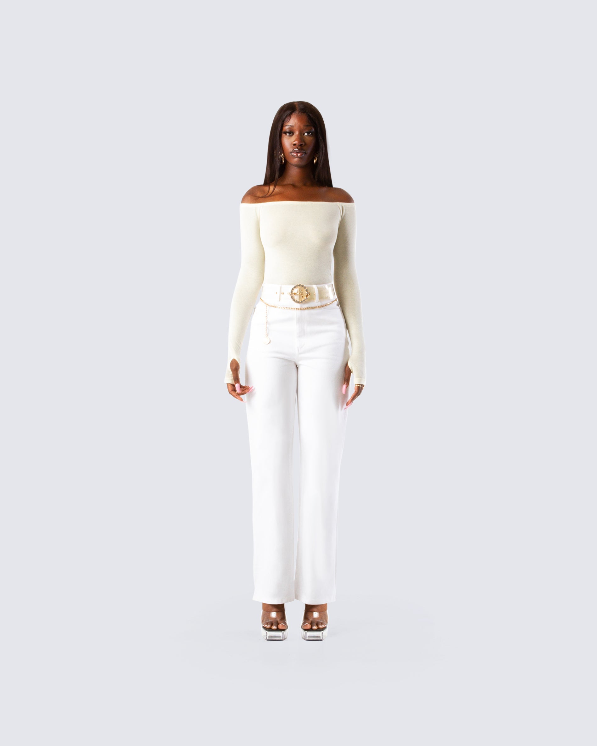 SHEIN LUNE Textured Off Shoulder Shirt | SHEIN A SHEIN LUNE Textured Off Shoulder Shirt | SHEIN A
