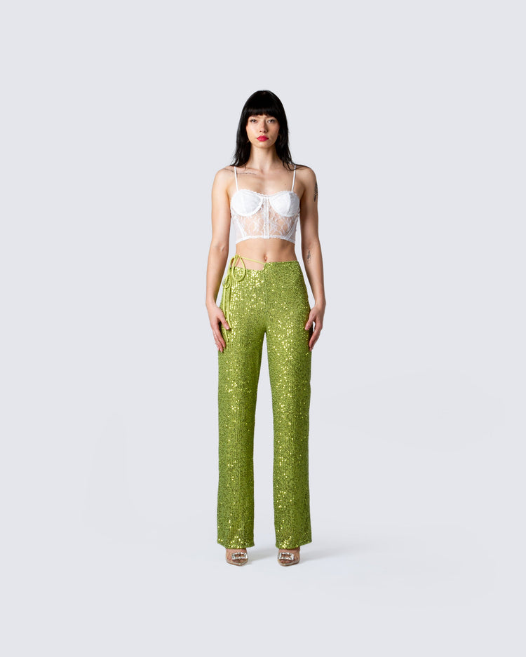 Mila Lime Sequin Pant