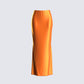Odette Orange Satin Maxi Skirt